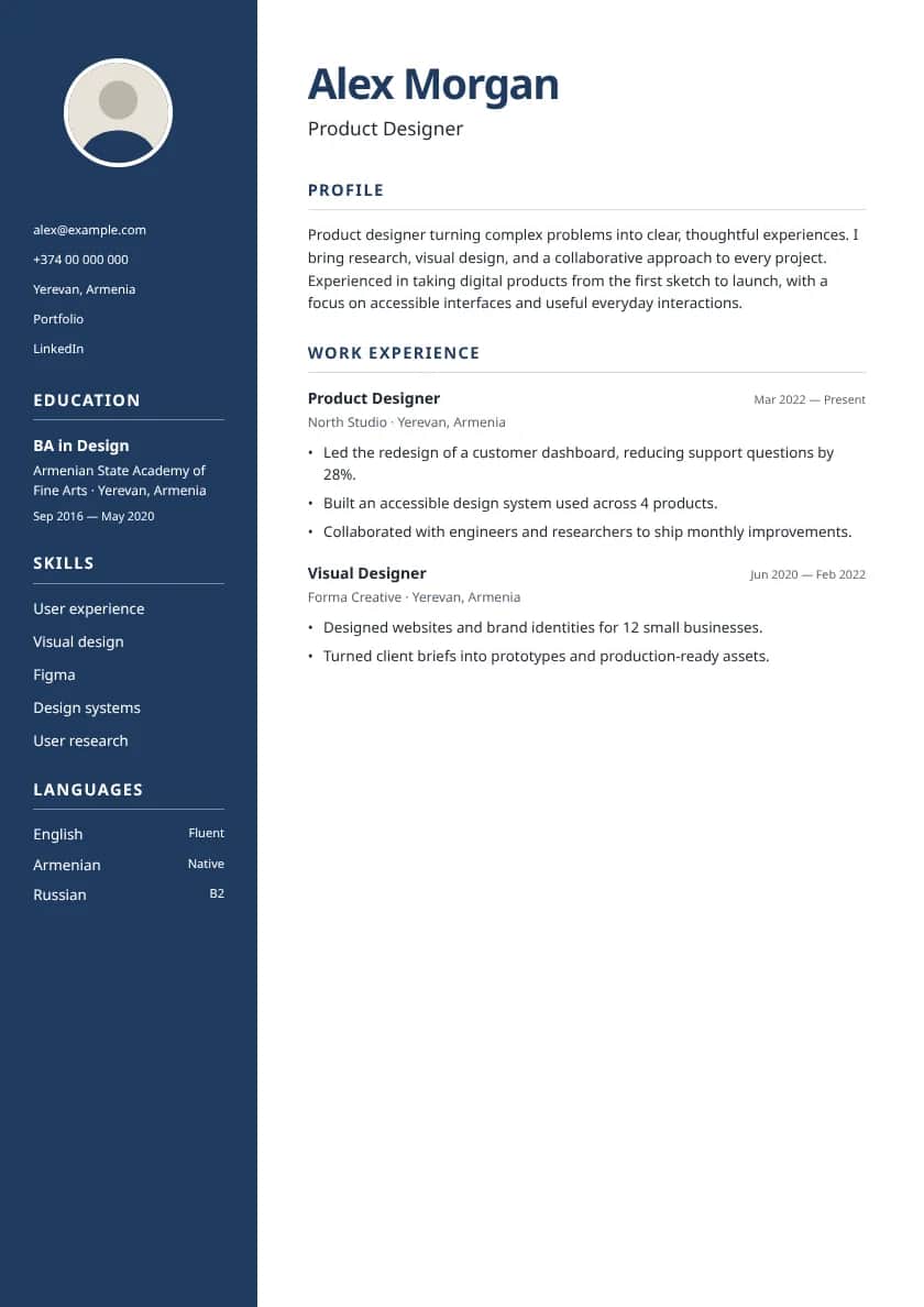 Sidebar CV template