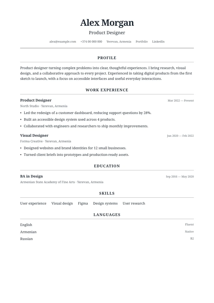Harvard CV template